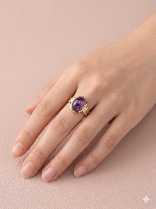 Bague ajustable avec pierre naturelle
