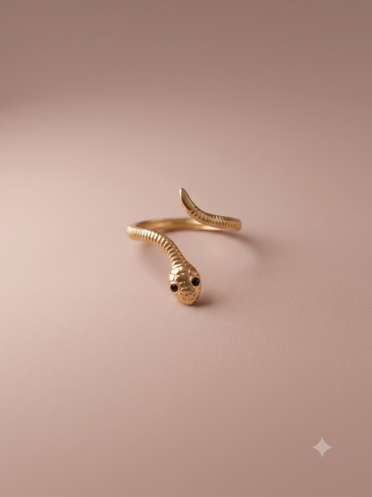 Bague ajustable serpent œil noir