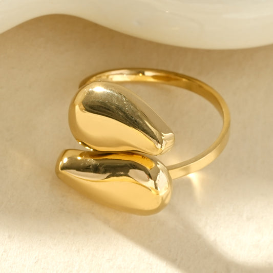 Bague double anneau organique gouttes