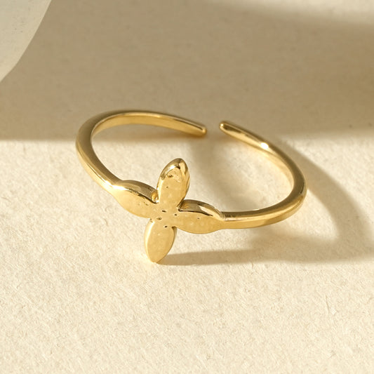 Bague fine ajustable fleur texturée