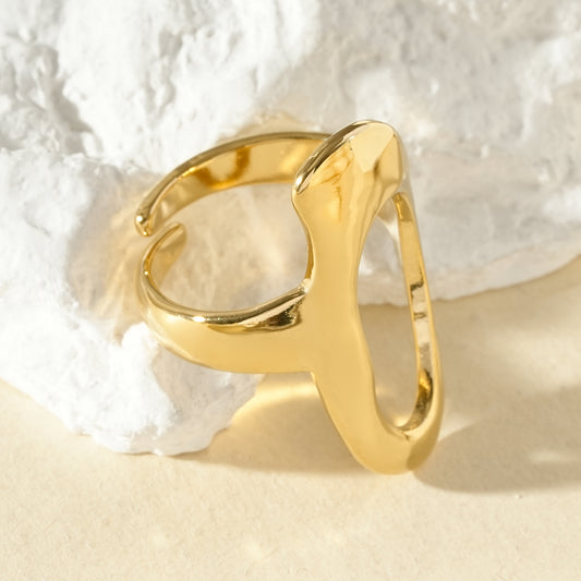 Bague ouverte grand ovale poli miroir