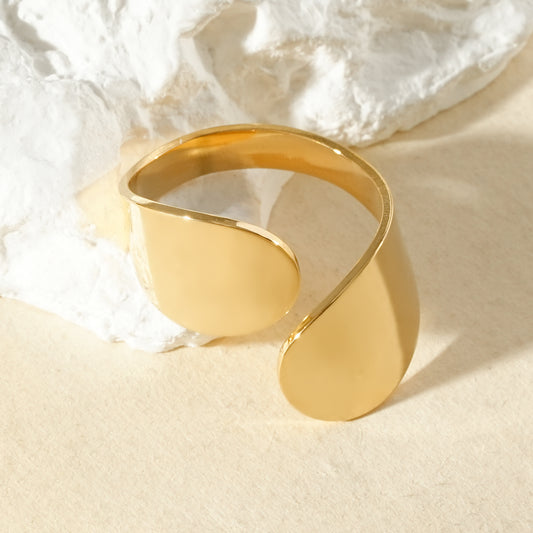 Bague ouverte à l'avant doubles pastilles polies