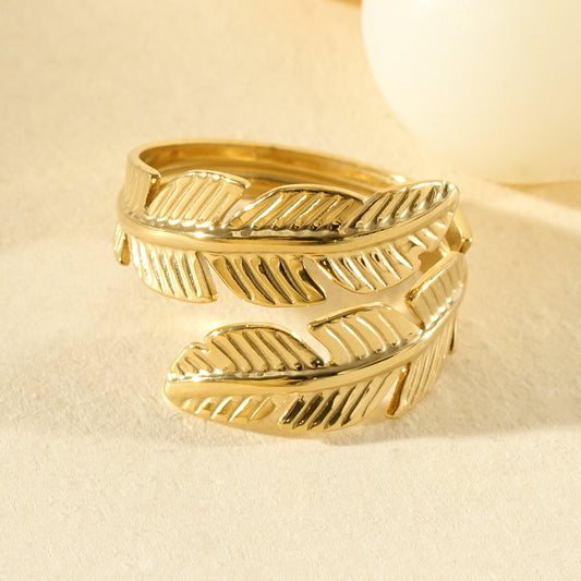 Bague plume enroulée doré
