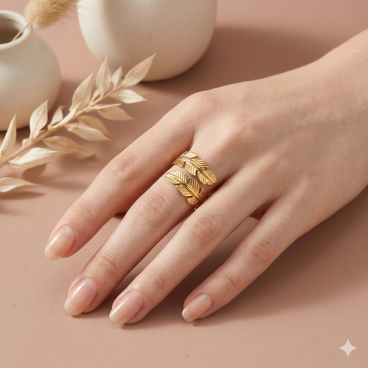 Bague plume enroulée doré