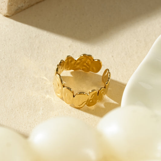 Bague vagues martelées doré