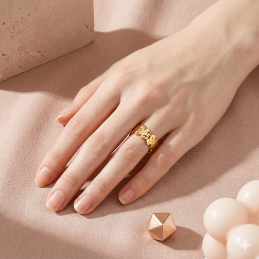 Bague vagues martelées doré