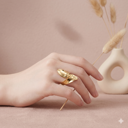 Bague organique asymétrique doré