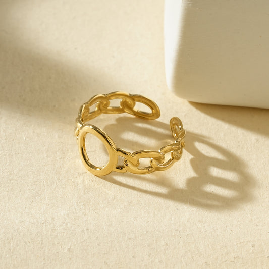 Bague dorée ajustable chaîne contemporaine