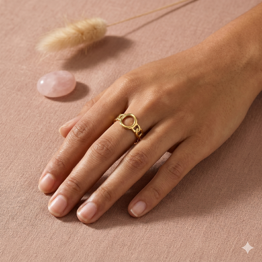 Bague dorée ajustable chaîne contemporaine