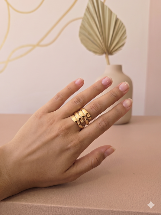 Bague multi-rangs enroulés doré