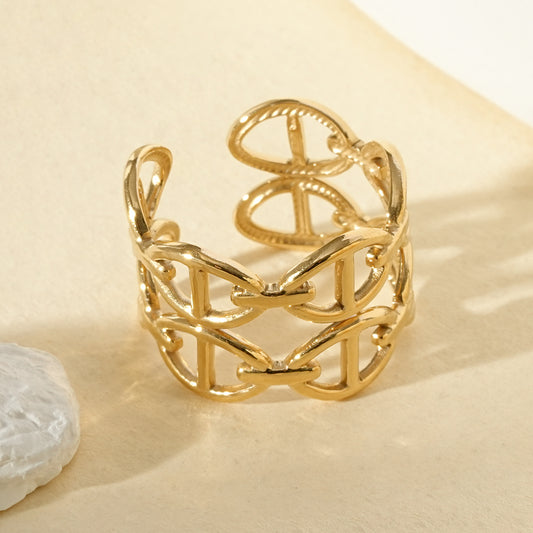 Bague ajustable double rangée maillons ovales