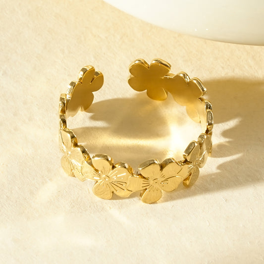 Bague ajustable fleurs Sakura entrelacées