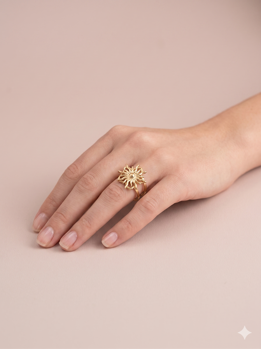 Bague anti stress ajustable soleil rotatif