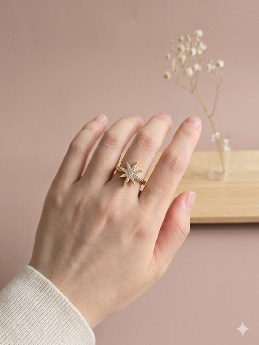 Bague ouverte étoile strassé anti stress