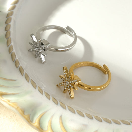 Bague ouverte étoile strassé anti stress