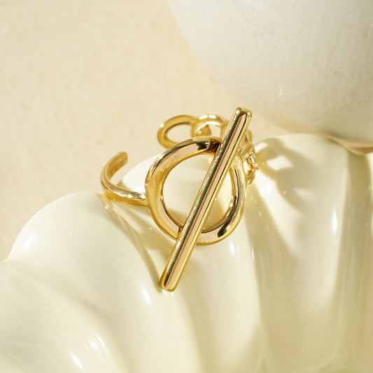 Bague dorée ajustable anneau et barre graphique