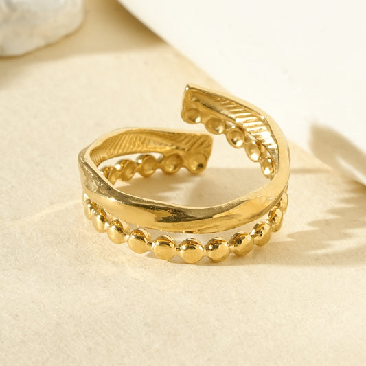 Bague d'orteil ou petite taille dorée ouverte rangée de billes brillantes