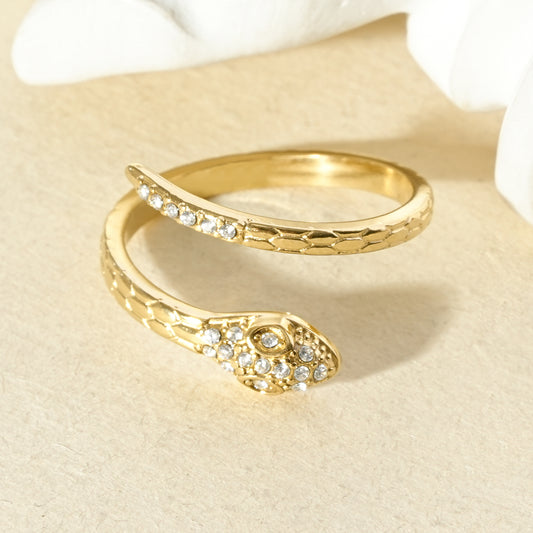 Bague ouverte à l'avant serpent détail strass