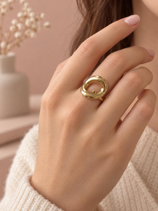 Bague large maillon marine