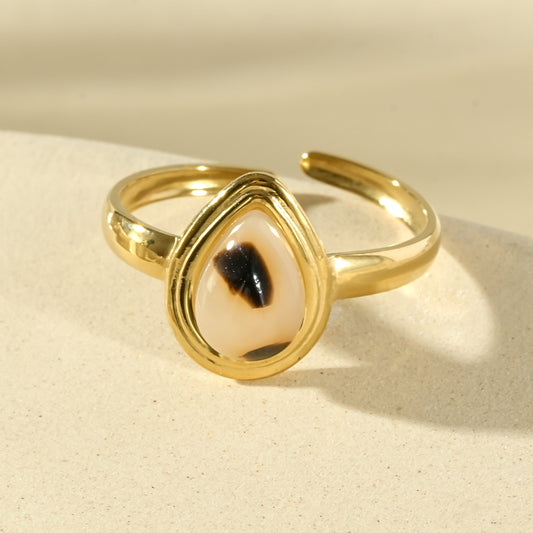 Bague goute résine léopard doré