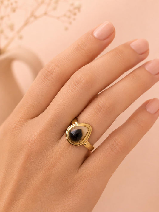 Bague goute résine léopard doré