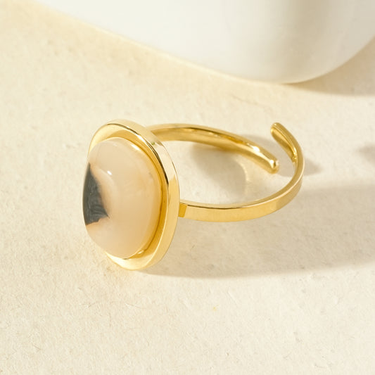 Bague résine léopard ovale fine doré