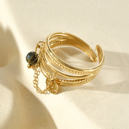 Bague multi-anneaux pierre oeil de tigre