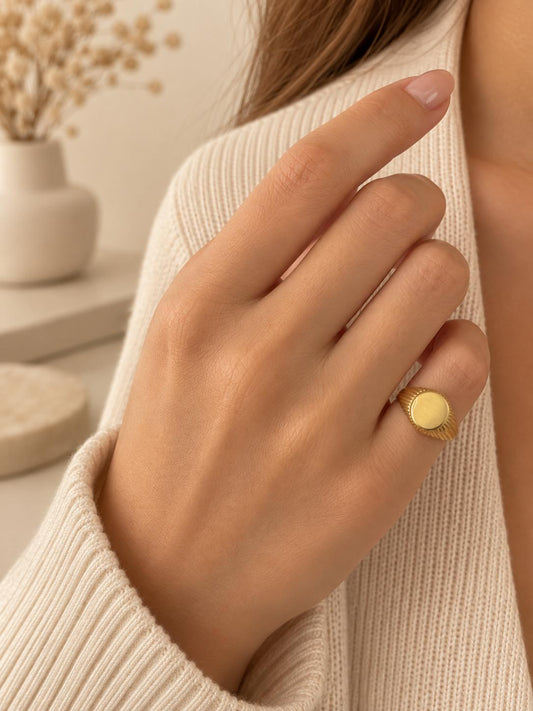 Bague chevalière gravure ligne