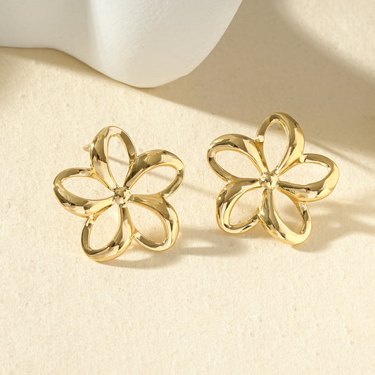 Boucles d'oreilles clous fleur ligne ajourée
