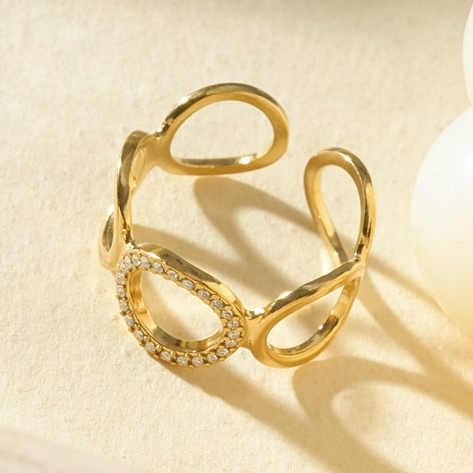 Bague multi-anneaux gouttes sertie
