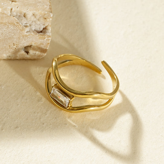 Bague ajustable double rang sertie