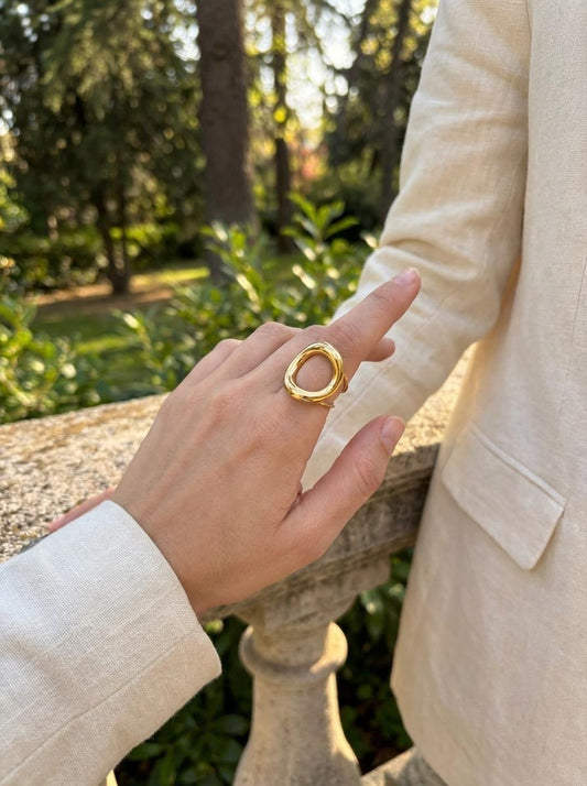 Bague ajustable à deux anneaux cercle bombé