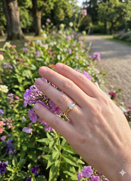 Bague ajustable solitaire en strass rond