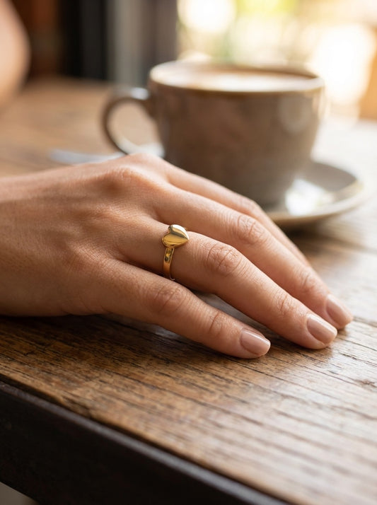 Bague fine ouverte à cœur pavé