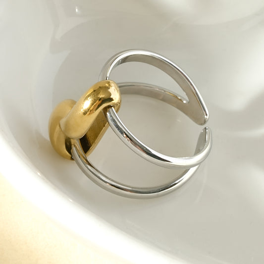 Bague ajustable entrelacs bicolore