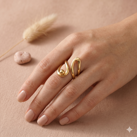 Bague sculpturale à boucles asymétriques