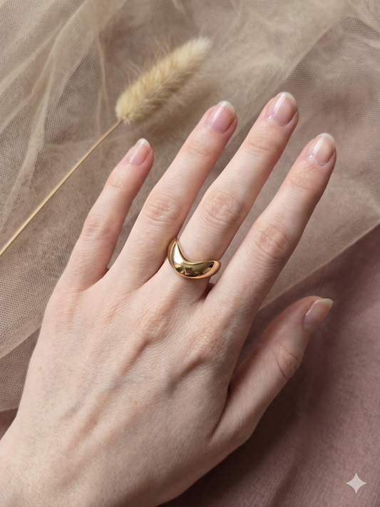 Bague ouverte design V effet miroir