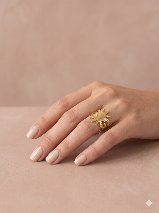 Bague ajustable à rayons scolaires martelés