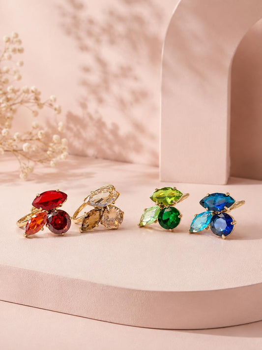 Bague fine ajustable sertis de zirconiums couleurs différentes