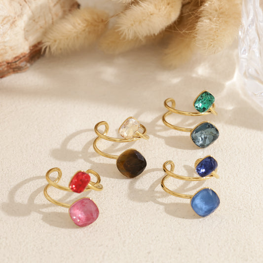 Bague spirale deux pierres bleue