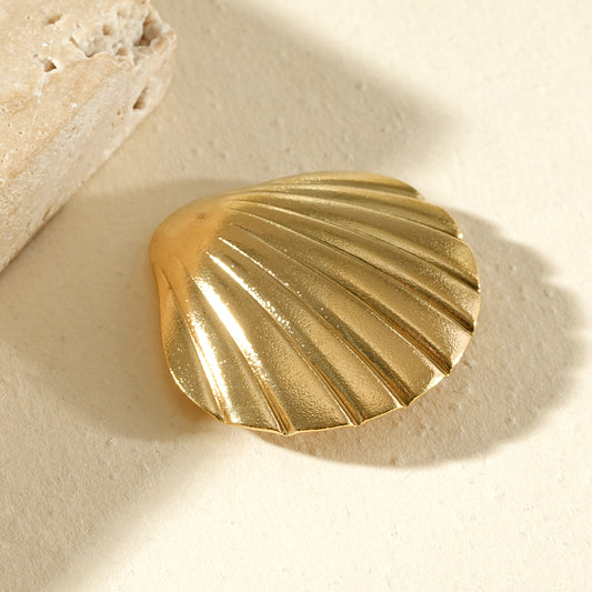 Broche dorée aimantée grand coquillage brossé