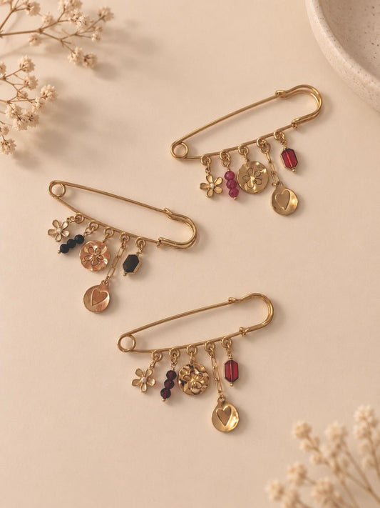 Broche épingle plaque martelée