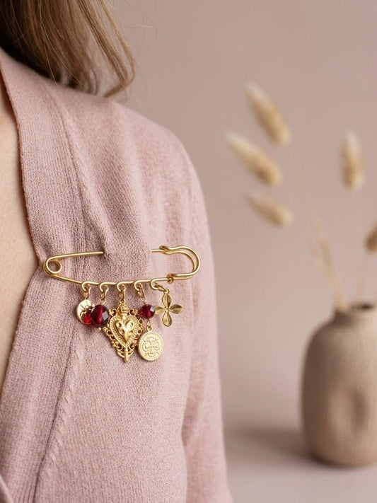 Broche épingle cœur ex voto