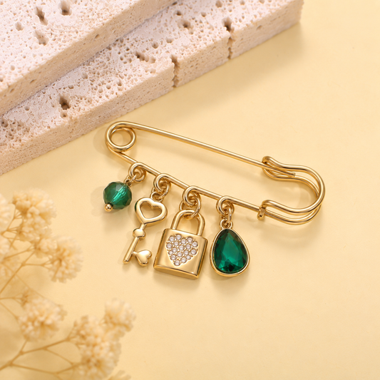 Broche épingle clé et cadenas