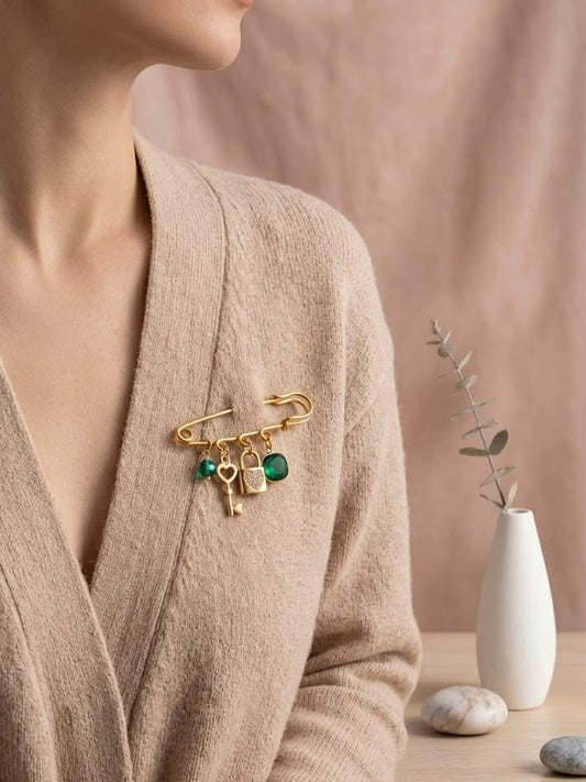 Broche épingle clé et cadenas