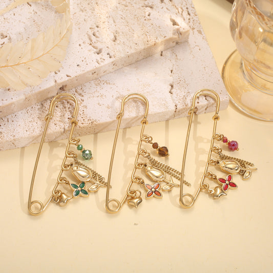 Broche épingle florale