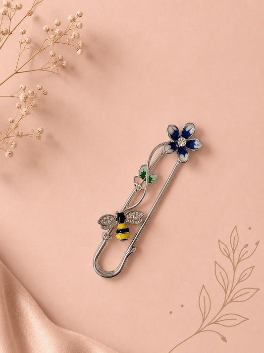 Broche fleur et abeille émaillées