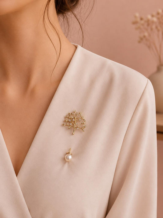 Épingle arbre de vie pavée et perle