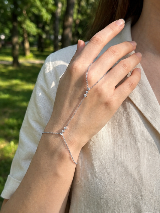 Chaîne de main double trio de strass