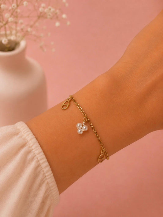 Bracelet doré maillon marine et perles